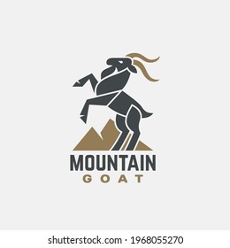 Stylized mountain goat. Logo design template. Vector illustration.
