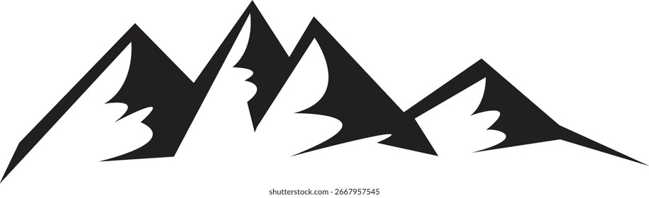 Eine stilisierte Berglandschaft mit lebendigen, klaren Linien und einer kräftigen Farbpalette, perfekt für Grafikdesign-Projekte.