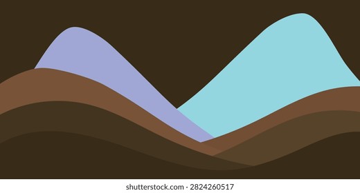 Stylized mountain landscape with layered colors and smooth curves, emphasizing the main mountain shapes without background details.