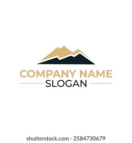 A stylized mountain logo design