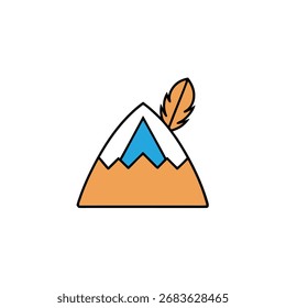 Stylized Mountain Peak with Feather Icon nature