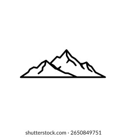 Stylized mountain range illustration. Simple peaks and hills line art logo.