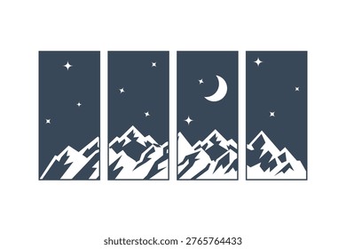 Stylized Mountain Range Under Night Sky