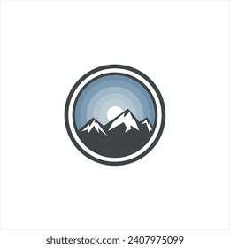 Stylized mountains emblem, vector icon.