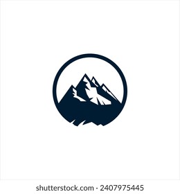 Stylized mountains emblem, vector icon.