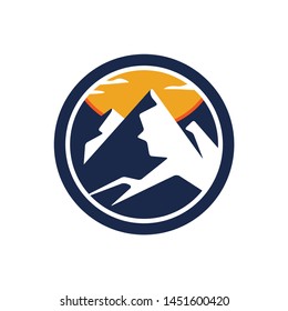 Stylized mountains sign, vector icon.