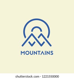 Stylized mountains vector icon.
