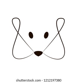 Stylized mouse head  vector line illustration