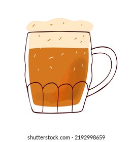 Stylized mug of beer illustration isolated on white background