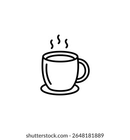 Stylized Mug On A Saucer With Rising Steam For Design Project