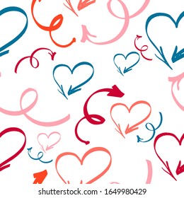 Stylized multicolor love elements for print wrapping paper. 