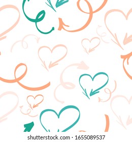 Stylized multicolor love elements for print wrapping paper. Abstract icons background. Hand drawn love signs. Flat style.