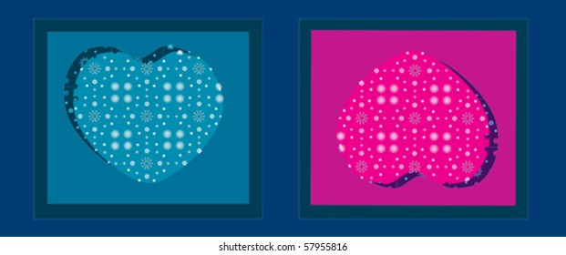 stylized multi-colored hearts on a colored background
