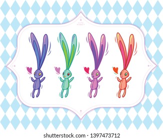 stylized multi-colored rabbit or hare, Wallpapers for kids