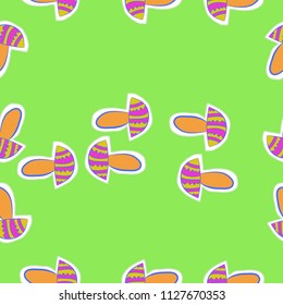 Stylized mushrooms doodles,zigzag,spots,dashed lines, tags  seamless  pattern . Hand drawn.