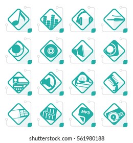 Stylized Music and sound icons -  Vector Icon Set