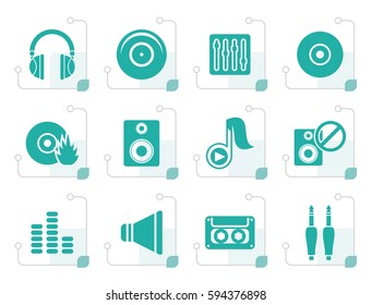 Stylized Music and sound icons -  Vector Icon Set
