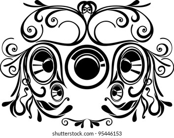 stylized music system in the Rococo style