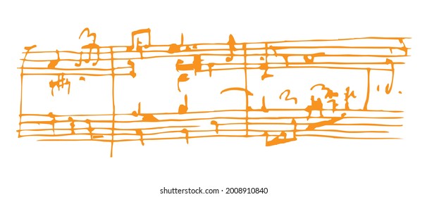 Stylized musical notes, symbols and strings