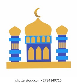 a stylized of a muslim mosque, islamic logo flat design