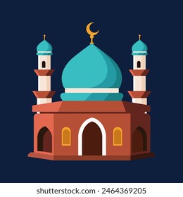 a stylized of a muslim mosque,a flat design of a masjid for Islamic organizations or communities,Beautiful Islam temple icon