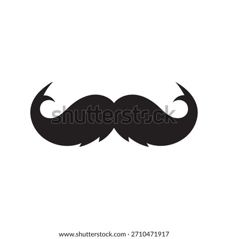 Stylized Mustache Icon. Black vector symbol of masculinity, vintage style, and Movember graphic for fashion and retro themes.