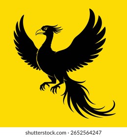 Pássaro Mítico Estilizado Com Asas Espalhadas Para Design De Logotipo