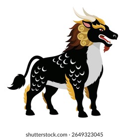 Stylized Mythical Qilin Creature Representing Good Fortune And Harmony