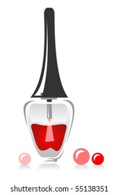 Stylized nail polish and beads isolated in a white background.