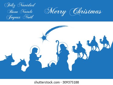  Stylized Nativity with Greetings in Various Languages