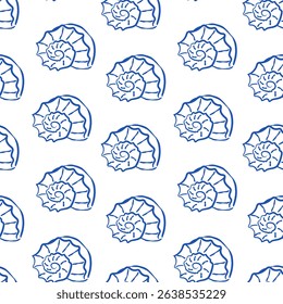 Stylized Nautilus Pattern Design for Textiles, showcasing unique oceanic themes and vibrant colors