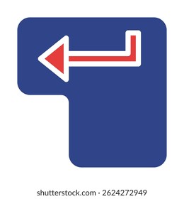 Stylized navigation icon with arrow indicating direction on a blue background