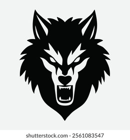 Stylized negative space logo showcasing an angry wolf silhouette with sharp features and intense expression. The design merges simplicity with boldness