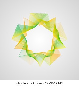 Stylized neon gradient guilloche frame. line pattern
