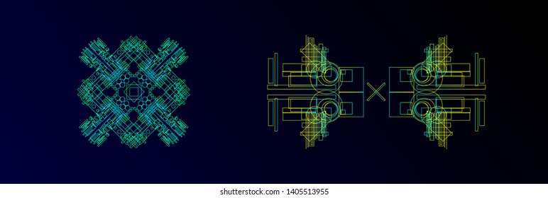 Stylized neon patterns in the style of cyberpunk.