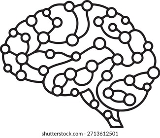 Icono cerebral de red neuronal estilizada para IA, aprendizaje automático y conceptos tecnológicos: diseño de Vector minimalista