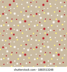 Stylized new polka dots vector seamless pattern. Cute circle round shape cartoon design element. Textile decorative Retro Styled Background illustration. Template wrapping paper, wallpaper, web banner