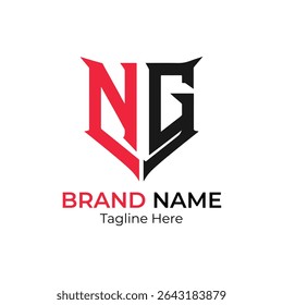 A stylized ng logo with a shield shape in red and black with brand name and tagline text below it