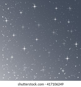 Stylized night sky  pattern with shining stars.  Dark hand drawn magic background.