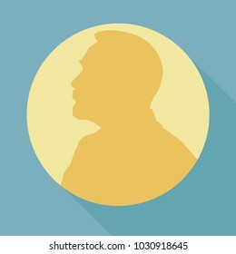 Stylized Nobel medal. Silhouette of Nobel in a flat style. Vector illustration.