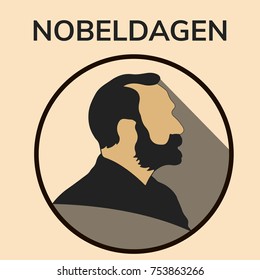 Stylized Nobel medal. Silhouette of Nobel in a flat style. Vector illustration.