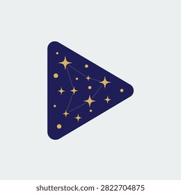 Stylized nocturnal media button perfect for podcasting, dreaming, or space-themed video content.