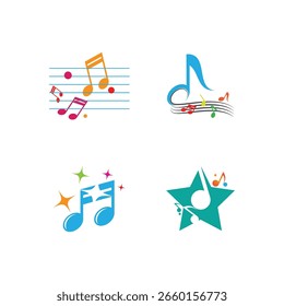 Vector y símbolo estilizado del logotipo de la música de la nota