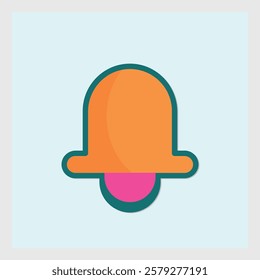 Stylized notification bell icon with orange top and pink clapper for alerts