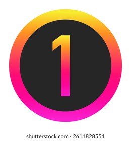 Stylized Number 1 with neon gradient and dark circle background, perfect for tech branding, app icon, or modern digital media.
