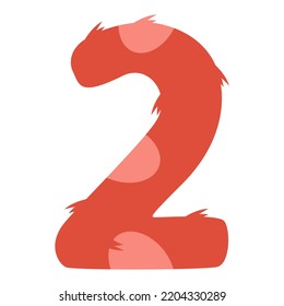 Stylized number 2 with print. Suitable for greeting cards, banners, flyers, postcards, birthday party designs