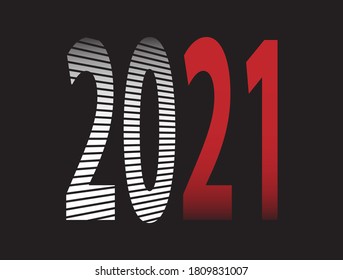 Stylized number 2021 for new Year and Christmas greetings. Flat style