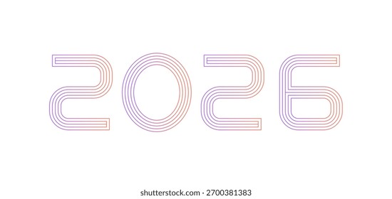 Stylized number 2026 with overlapping lines. Template for the new year 2026.