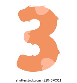 Stylized number 3 with print. Suitable for greeting cards, banners, flyers, postcards, birthday party designs