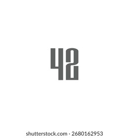 Estilizado diseño de logotipo número 42, símbolo de tipografía gráfica negra aislado sobre fondo blanco. Ilustración vectorial minimalista de 42 cuarenta y dos signos para proyectos modernos de marca y diseño